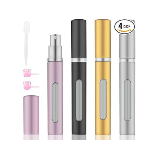 4pcs Mini Perfume Travel Bottle, Atomiser Refillable, 5ML Spray Bottles, Portable for Holiday, Outdoor Activities and Business