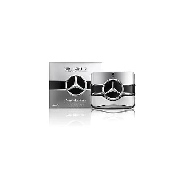 Mercedes Benz Sign Your Attitude Eau De Toilette Perfume Spray for Men - Cologne Man Luxury Long Lasting Fragrance with Notes Of Ginger, Nutmeg & Amber wood 3.4 Fl Oz