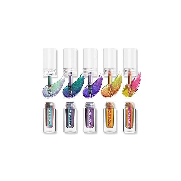 MAKI YIKA Glitter Liquid Eyeshadow Chameleon Metallic MultiColor Shifting Long Lasting Multichrome Holographic Eye Topper Glitters (#6 Aurora)