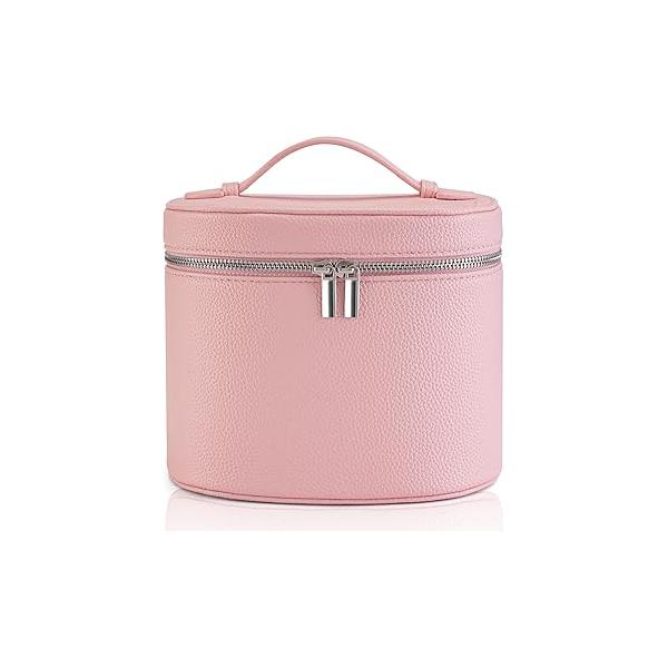 Makeup Bag Vanity Case Cosmetic with Removable Divider Travel Toiletry for Women Portable Make up Box Organizer, Burgundy