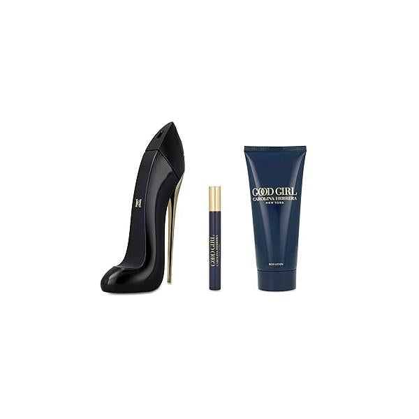 Carolina Herrera Good Girl 3-Piece Set for Women (2.7 Oz Eau De Parfum Spray + 3.4 Body Lotion 0.33 Travel Spray)