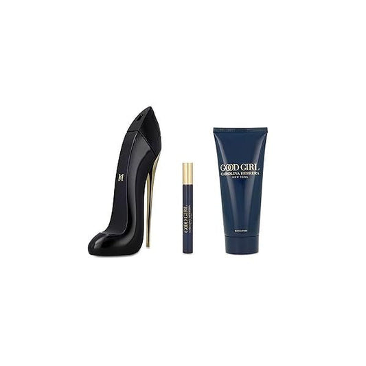 Carolina Herrera Good Girl 3-Piece Set for Women (2.7 Oz Eau De Parfum Spray + 3.4 Body Lotion 0.33 Travel Spray)