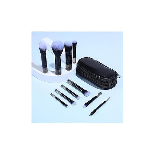 Travel Makeup Brush Set, Portable Mini Cosmetic Brushes with Case Full Complete Function Kit Pouch Foundation Eyebrow Blending Concealer Blush Eyeshadow Contour Pow(Pink)