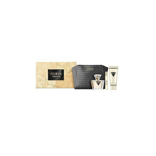 Guess Seductive Women Eau de Toilette 4 Piece Gift Set - Perfume Spray 2.5 Fl. Oz., Travel Size 0.5 3.4 Oz. Body Lotion, & Pouch