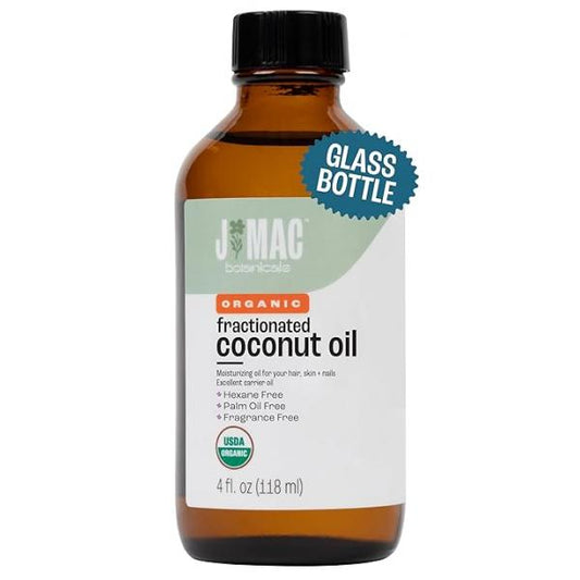 J MAC BOTANICALS Organic Fractionated Coconut Oil (16 Ounce Glass Bottle) Carrier and for DIluting Essential Oils, Moisturizer, Hair Care