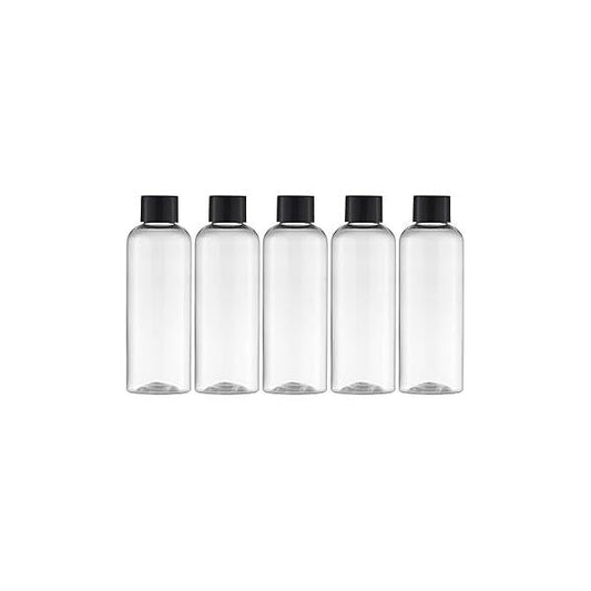 Tekson Plastic Travel Size Bottles 3.4 oz, Mouthwash Bottle, Refillable Containers for Cosmetic with Gold Screw Cap Essentials (100ml, Clear)