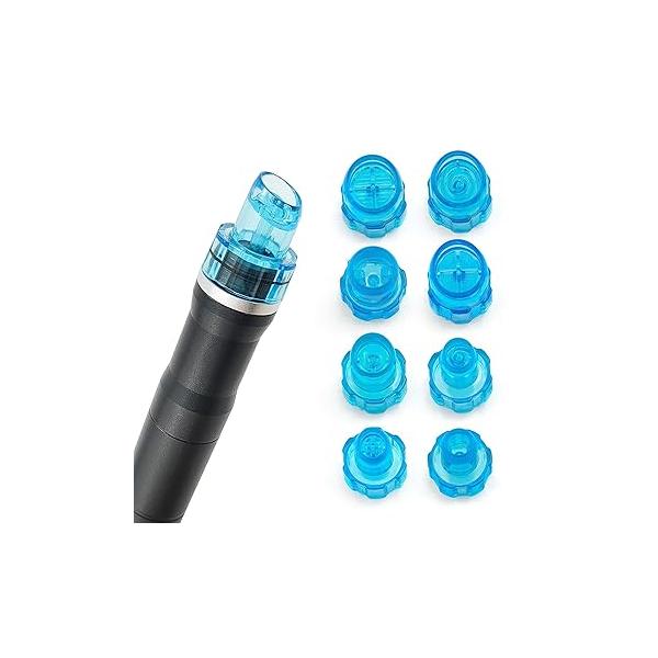 Elitzia Plastic Hydro Dermabrasion Microderma Heads Facial Aqua Peel Tips Water Peeling Caps Care Skin Cleaning Tool Beauty Machine Replacement Spare Parts 8pcs Per Set （Capri Blue）