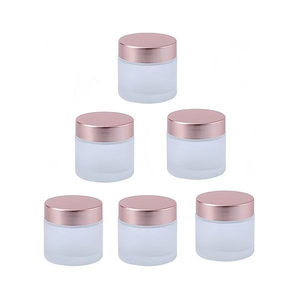 6 Pack, 2 oz 60g Clear Glass Cream Jars with Black Lids,Empty Round Refillable Cosmetic Containers Travel for Cosmetics,Body Butter,Scrubs,Face Lotion,Ointments,Spice