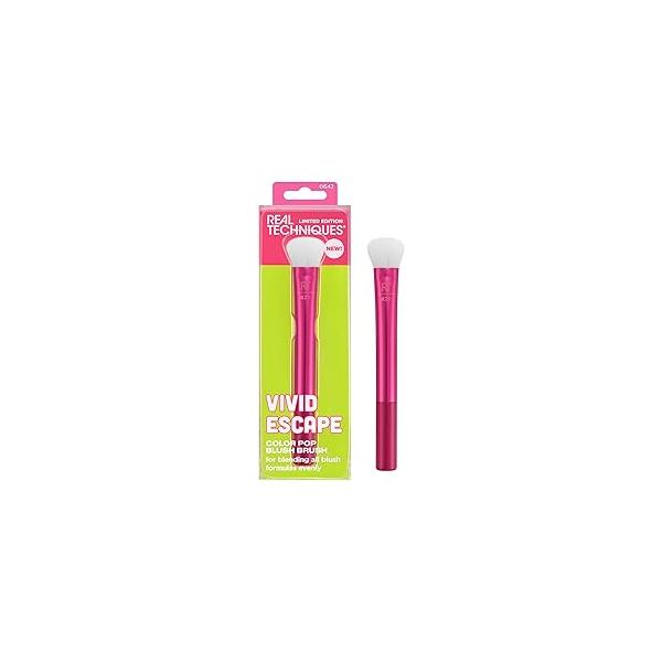 Real Techniques Vivid Escape Color Pop Blush Brush, Multipurpose Makeup Brush For Easy Blending, Use With Liquid & Cream Blush, Synthetic, Soft Bristles, Cruelty-Free Vegan, 1 Count