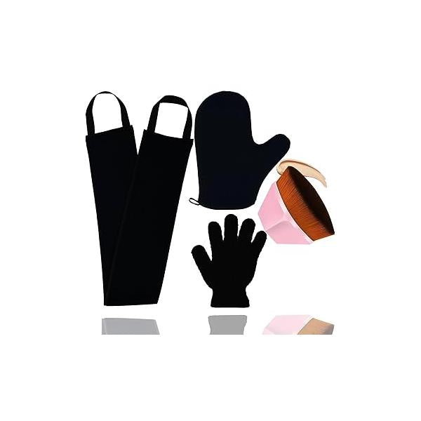 Self Tanner Face Applicator Sunless Tan Flat Top Kabuki Tanning Brush with 200,000 High Density Ultra Soft Nylon Bristles, Black