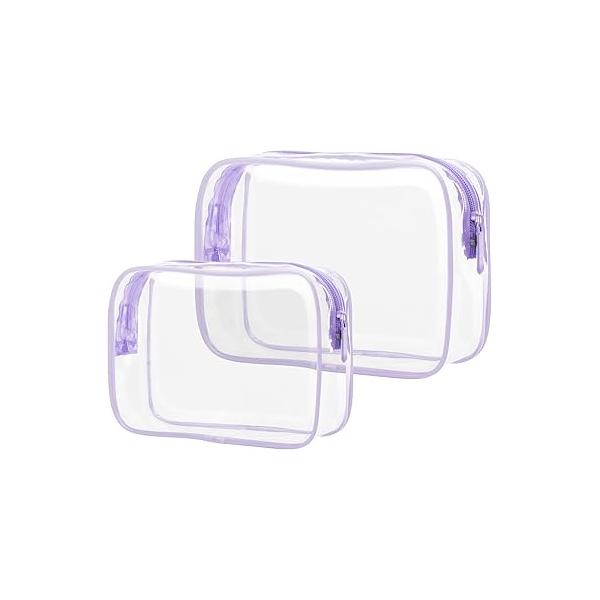 PACKISM Clear Makeup Bag - 2 Packs TSA Approved Toiletry for Women Quart Size Travel Approved, Bags Traveling