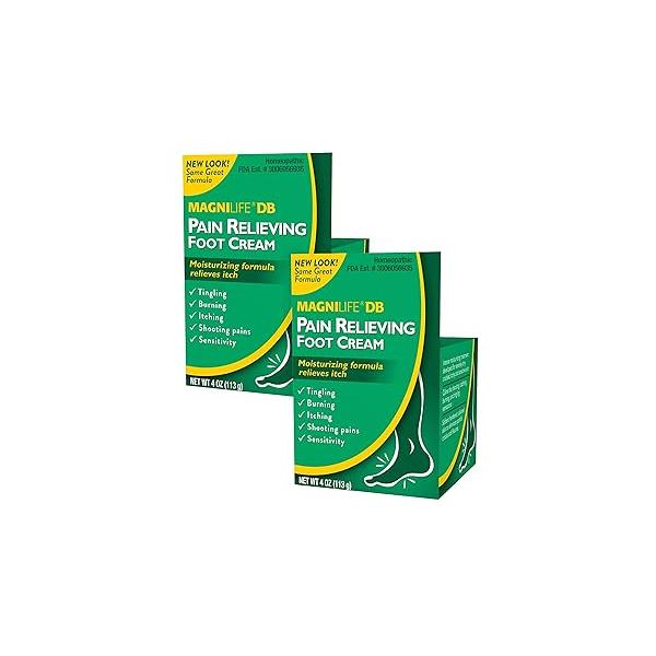 MagniLife DB Pain Relieving Foot Cream, Calming Relief for Burning, Tingling, Shooting & Stabbing Pain, Moisturizing Cream Suitable Diabetic and Sensitive Skin - 2 Packs of 4 oz