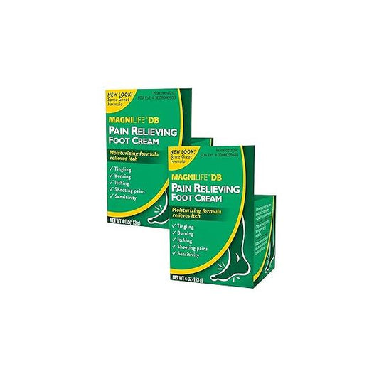 MagniLife DB Pain Relieving Foot Cream, Calming Relief for Burning, Tingling, Shooting & Stabbing Pain, Moisturizing Cream Suitable Diabetic and Sensitive Skin - 2 Packs of 4 oz