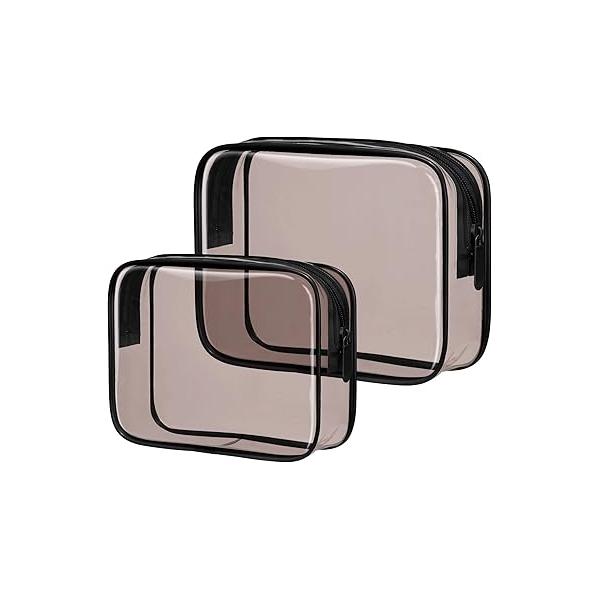 PACKISM Clear Makeup Bag - 2 Packs TSA Approved Toiletry for Women Quart Size Travel Approved, Bags Traveling