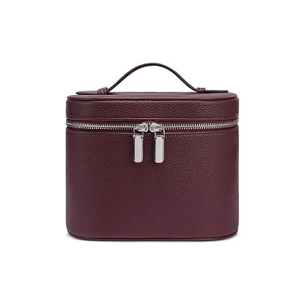 Cosmetic Case, Leather Makeup Bag, Portable Handheld Detachable Compartments