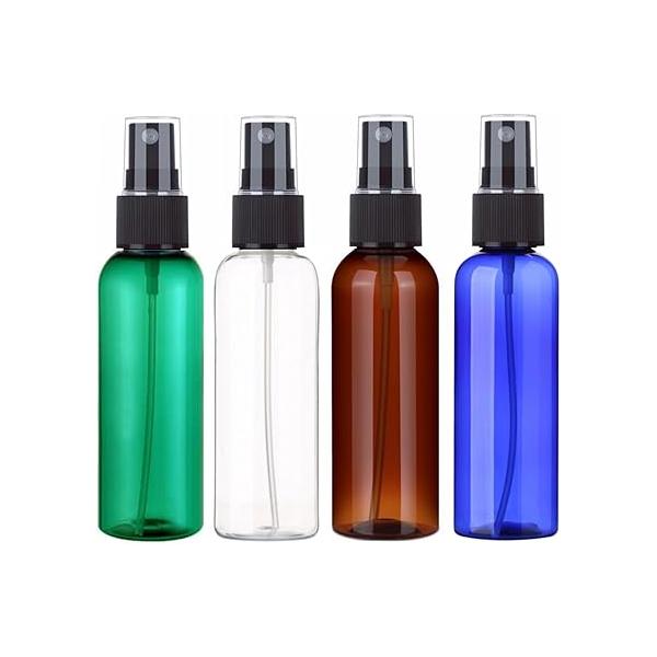 SINIDE Spray Bottles 60 ml / 2 oz, 4 Pack Empty Fine Mist Plastic Mini Travel Bottle Set, Portable Refillable Makeup Sprayer Containers for Perfume, Liquids, Aromatherapy, Small Size