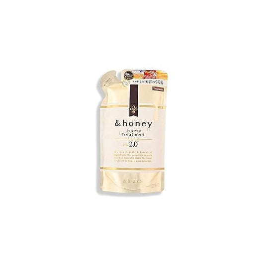 &-Honey Deep Moist Treat-ment Step 2.0 Refill 350g - Moisturizing & Repairing Hair Oil for Dry/Damaged Hair, Honey-Infused, Sulfate/Paraben Free, French Lavender Honey Scent, Care Women