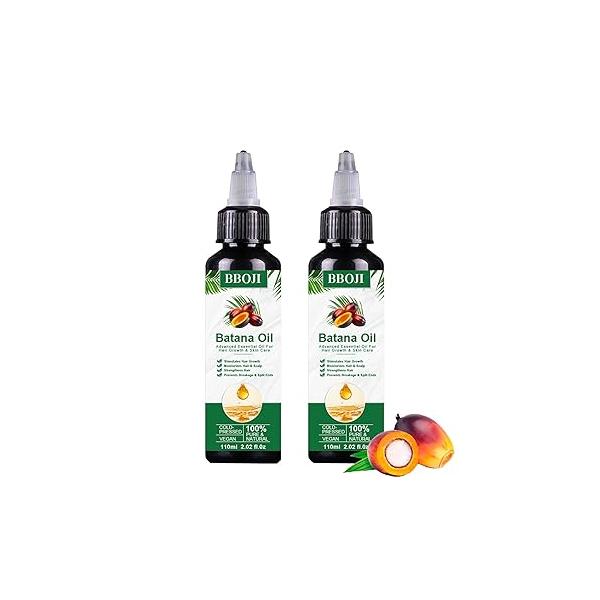 BBOJI Batana Oil for Hair Growth， Organic Raw from Honduras - 100% Pure, Natural & Cold For Thicker Stronger ，Frizz Control 2 bottles