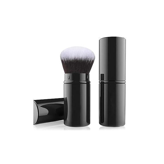 Falliny Retractable Kabuki Makeup Brush, Travel Face Blush Portable Powder Foundation Sunscreen Brush with Cover for Blush, Bronzer, Buffing, Highlighter Flawless Cosmetics
