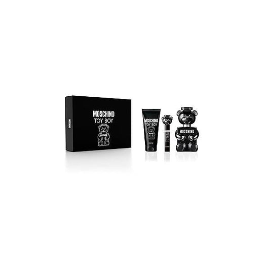 MOSCHINO Toy Boy 3 pcs Men's Perfume Gift Set - 3.4 Oz EDP Spray + Shower Gel 10ml Mini Travel HARD GIFT BOX SET