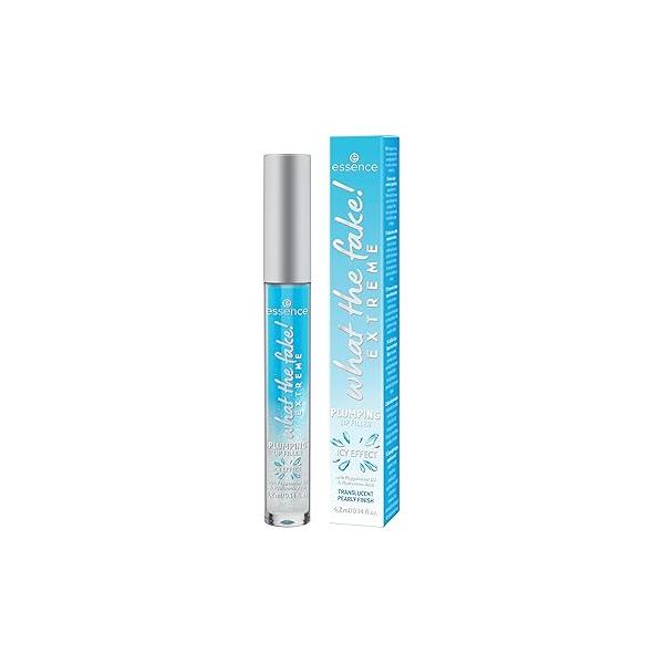 essence | What the Fake! Extreme Plumping Lip Filler (02 Ice Baby) Glossy, Non-Sticky Finish with Peppermint Oil, Hyaluronic Acid, & Vitamin E Vegan Cruelty Free