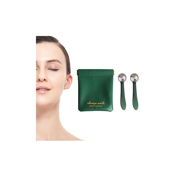2 PCS Portable Eye Serum Cream Applicator Eyes Massage Tool, Can Be Used As Spoon, Reduce Swelling Flannel small gift bag