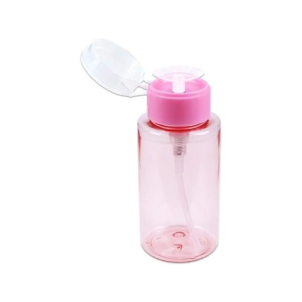 9oz Gray with Word Imprint Push Down Pump Dispenser Empty Refillerable Bottle Flip Top Cap - for Nail Polish, Travel, Cosmetics Packaging