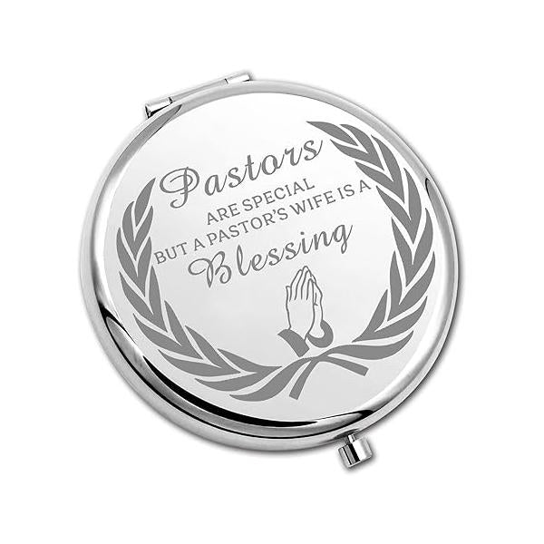 PLITI Pastor's Wife Gift Religious Compact Mirror (Pastors Blessing CM) - Chrome Color, 2.55 x 2.75 inches