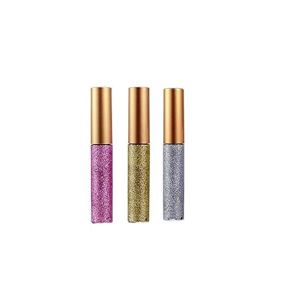 Glitter Liquid Eyeliner 3 Color Metallic Sparkling Eyeshadow Face Eye Cosmetic Glow Shimmer Makeup Shadow Long Lasting