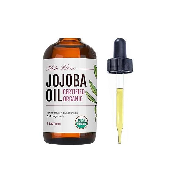 Kate Blanc Cosmetics Jojoba Oil for Hair, Face & Skin. Gua Sha Massage Dermaplaning (2oz, Organic, 100% Pure, Natural)