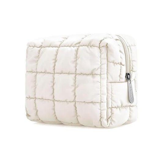 E-Tree Cute Makeup Bag,Quilted Cosmetic Bag,Make up Pouch for Purse,Toiletry Zipper Pouch,Checkered Bag,Travel Case,Storage Pouches Organization (Green)