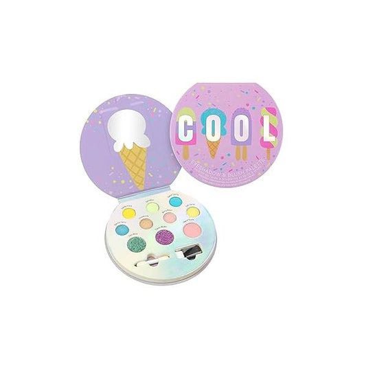 Cool Glisten & Glitter Makeup Palette 10 Color Eyeshadow Blush Novelty Beauty Set, Fold Out Compact with Mirror, Cute Gifts - Washable, Non-Toxic