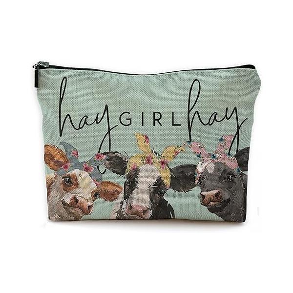 Cow Print Stuff - Western Makeup Bag, Bags For Women, Black Cosmetic Bag