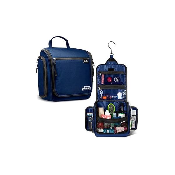 Travel Toiletry Bag for Men and Women - Large Hanging Organizer Waterproof Hygiene with Metal XXL Swivel Hook, YKK Zippers 19 Compartments Toiletries, Makeup, Cosmetics