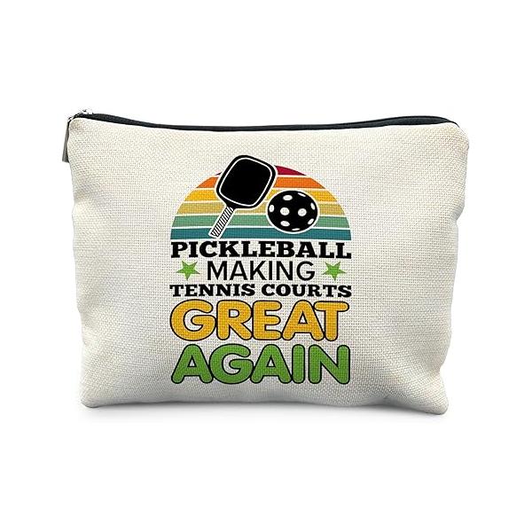 Pickleball Gifts for Women: Colorful Makeup Bag, It's a Good Day to Play Cosmetic Toiletry Lovers (Blue)