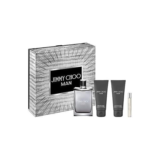 JIMMY CHOO Man 4 Piece Eau de Toilette Gift Set (Eau Spray, Perfumed Shower Gel, After Shave Balm, Travel Spray)