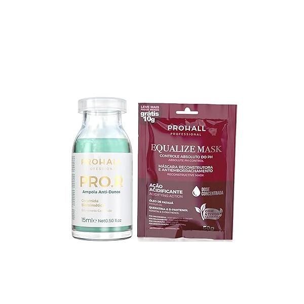 Prohall Cosmetic Deep Conditioning Brazilian Ampule for Extremely Damaged Blonde Hair & PH Stabilizing Equalize Mask - Post Keratin, Coloring Bleaching Treatment