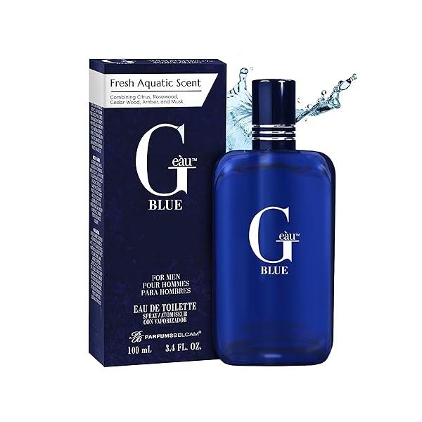 PB ParfumsBelcam G Eau Blue de Toilette Spray - Men’s Cologne, Long-Lasting Summer Fragrance for Men and Teen Boys, Perfume para Hombre 3.4 Fl Oz Fresh Scent