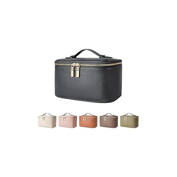 Cosmetic Bag,ROWNYEON Makeup Bag,Portable Train Case,Travel Toiletry Bag Case Organizer for Women,Black