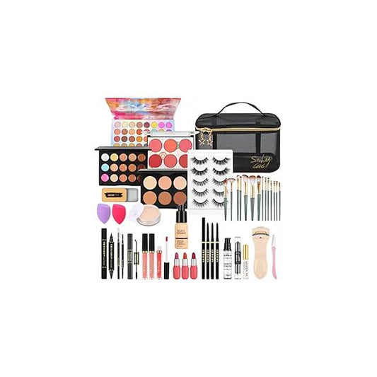 Fenshine All In One Makeup Kit for Women Full Kit, Gift Set Beginners, Essential Starter Bundle Include Eyeshadow Palette Lipstick Eyebrow Pencil Brush (Type C)