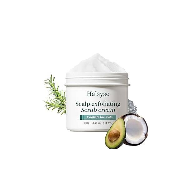 Sea Salt Scalp Scrub Exfoliating Remove Dandruff, Shea Butter Rosemary Oil Coconut to Relax Frizzy Hair, 6 Trace Herbal Extracts Nourish and Strengthen Hair