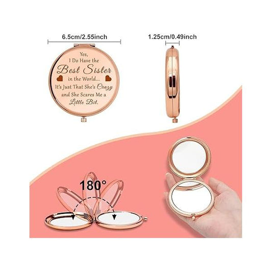 Big Sister Gifts for Girls Compact Mirror from Brother Friendship Birthday Present Best Friend BFF Bestie Christmas Personal Makeup Mother's Day Wedding Graduation