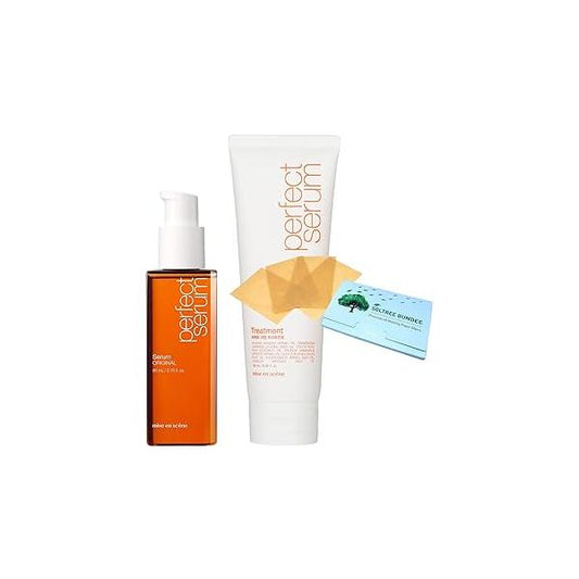 Bundle - Perfect Repair Set (Oil Hair Serum 80ml + Treatment 180ml) with Oil blotting Papers, Transparency