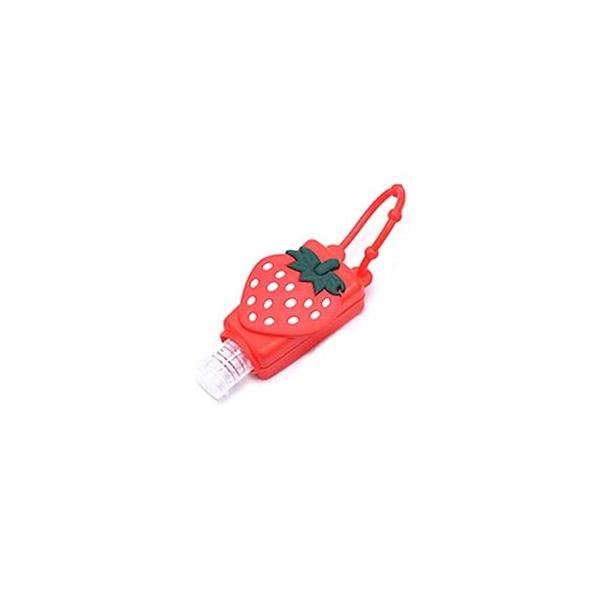 Strawberry Empty Travel Bottle Hand Sanitizer, Refillable Cosmetic Container for Soap Holder Containers, Silicone Case Keychain Carrier, Portable Containers