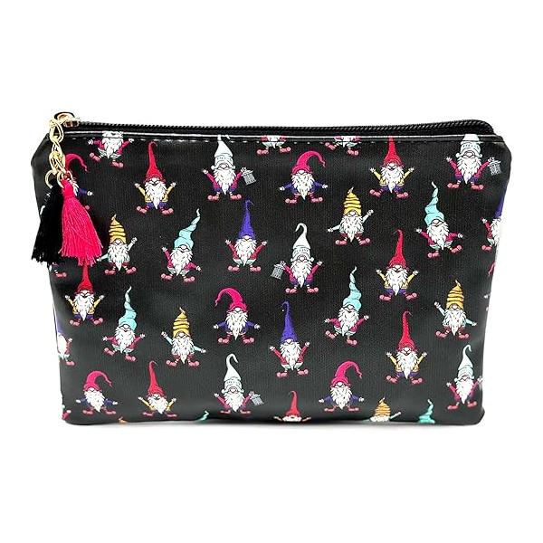 Cute Small Cosmetic Bag Mini Makeup for Women and Girls,PU Leather Travel Toiletry Accessories Organizer with Zipper Tassel (Gothic Bats)