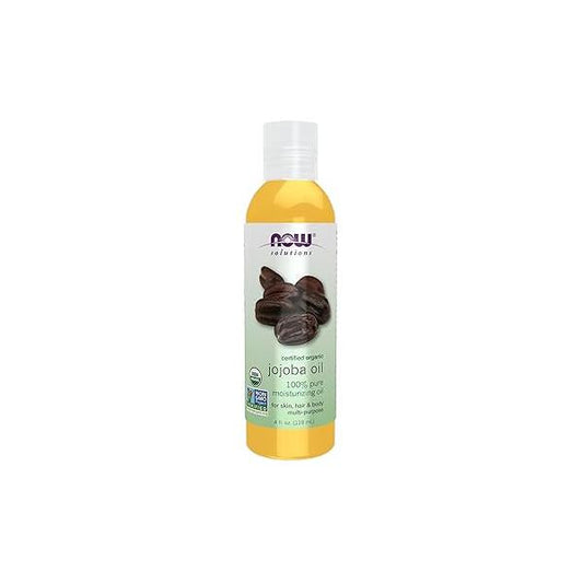 NOW Foods Solutions, Organic Jojoba Oil, Moisturizing Multi-Purpose Oil for Face, Hair and Body, 4-Ounce