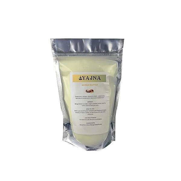 Yajna Organic Raw Cocoa Butter 100% Pure,Natural & Unrefined| Skin Moisturizer For Face, Body Hair| 4 OZ/115 GM Ivory/White Grade A | DIY Creams, Balms, Lotions, Soaps| Softens Dry Tough