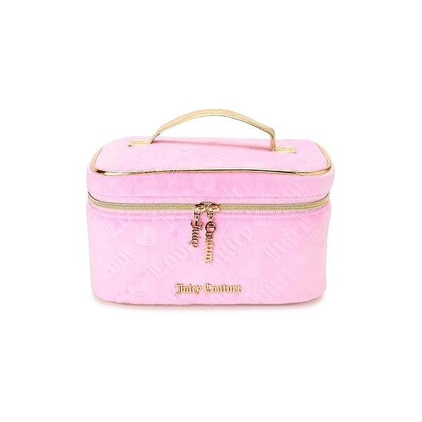 Juicy Couture Women's Cosmetics Bag - Travel Makeup and Toiletries Train Case Organizer, Size One Size, Light Pink Terry