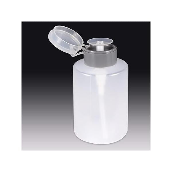 9oz Gray with Word Imprint Push Down Pump Dispenser Empty Refillerable Bottle Flip Top Cap - for Nail Polish, Travel, Cosmetics Packaging