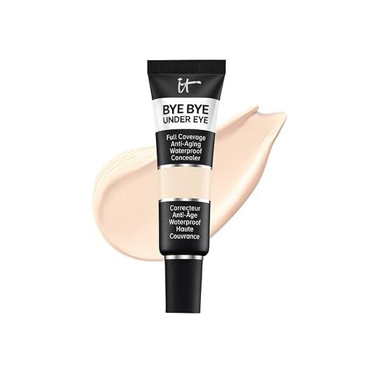 IT Cosmetics Bye Under Eye Concealer - Waterproof Full Coverage For Dark Circles, Fine Lines, Redness & Discoloration, Formulated with Hyaluronic Acid, Natural Finish - 0.4 fl oz